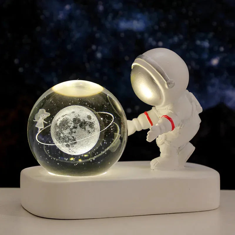 Glowing Planetary Galaxy Astronaut Crystal Ball Night Lights USB Power Warm Bedside Light Brithday Gift Night Lamp - Bellarte Enchanté Glowing Planetary Galaxy Astronaut Crystal Ball Night Lights USB Power Warm Bedside Light Brithday Gift Night Lamp